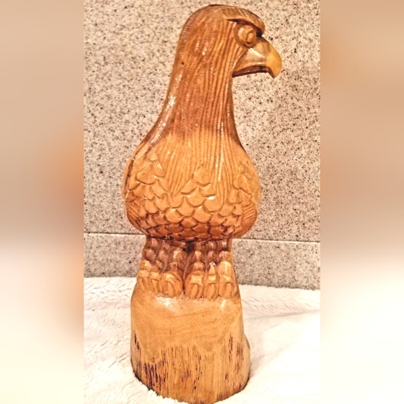 Vintage Bald Eagle Hand Carved Wood Sculpture Statue Figurine American Folk Art - Picture 4 of 10